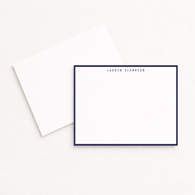 Convites Modern Navy Blue Border Note Card (Criador carregado)