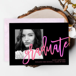 Convites Modern Neon Ombre Typografia Pink Photo Graduaçã