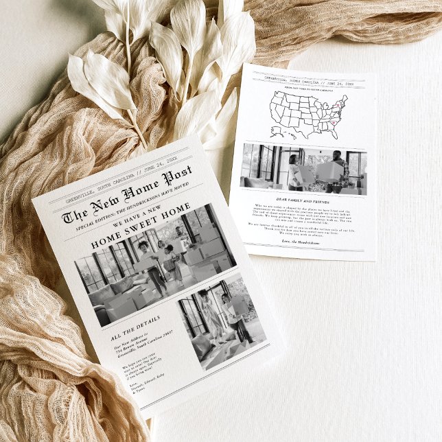 Convites Modern Newspaper Moving Announcement (Criador carregado)