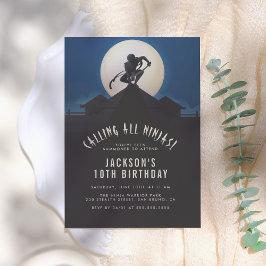 Convites Modern Ninja on Roof Top Silhouette Birthday Party
