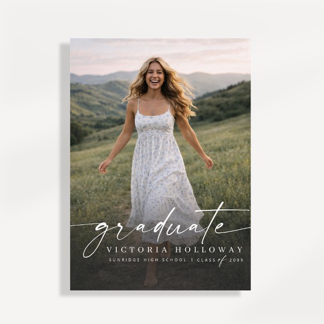 Convites Modern One Photo Graduation Party Invitation (Criador carregado)