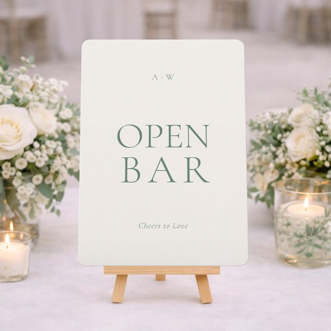 Convites Modern Open Bar Wedding Sign (Criador carregado)