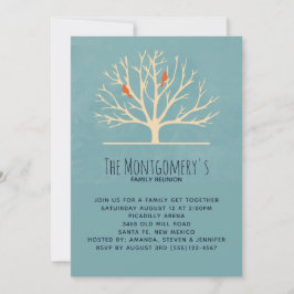 Convites Modern Orange Birds em uma Grande Reunião Familiar