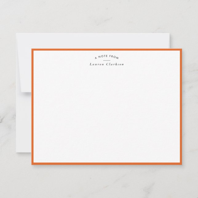 Convites Modern Orange Border Personalized Note Card (Frente)