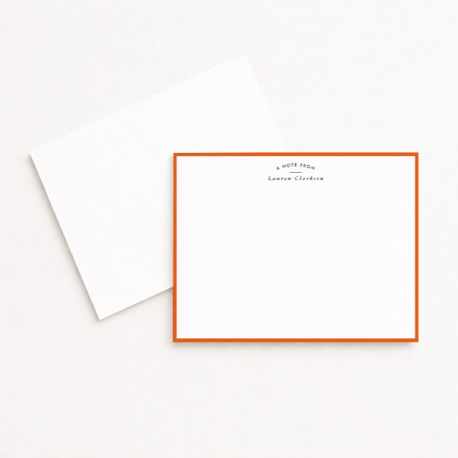 Convites Modern Orange Border Personalized Note Card (Criador carregado)