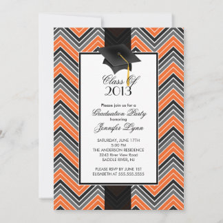 Convites Modern Orange Chevron 2013 Festa de formatura