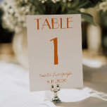 Convites Modern Orange Cream Whimsical Wedding Table Number<br><div class="desc">Modern and elegant whimsical orange and cream wedding table numbers. As you see it features a cream background with bold orange script that matched the whole suite.</div>