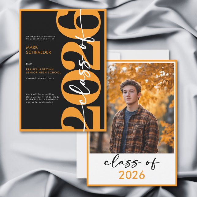 Convites Modern Orange Typography Graduation Announcement (Modern Orange Typography Graduation Announcement)