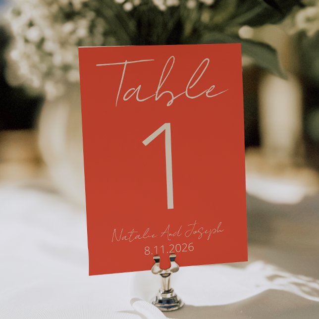 Convites Modern Orange Whimsical Fun Wedding Table Number (Criador carregado)