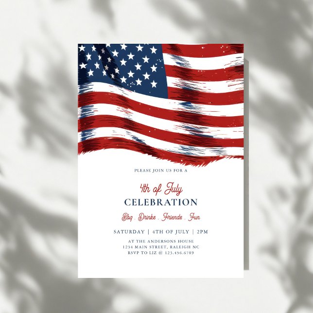 Convites Modern Patriotic American Flag 4th of July Party (Criador carregado)