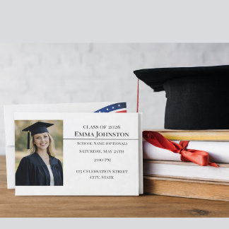 Convites Modern Patriotic Photo Graduation Invitation