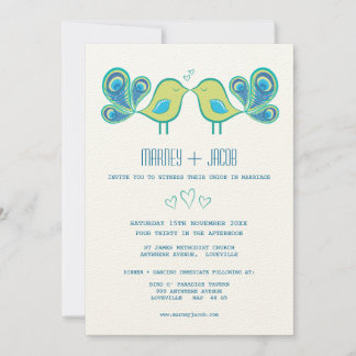 Convites Modern Peacock Love Birds Casando Monograma