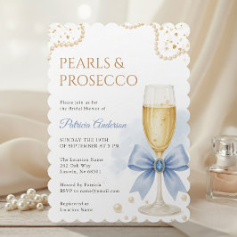 Convites Modern Pearls & Prosecco Bridal Shower Invitation