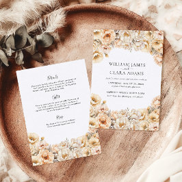 Convites Modern Peony Watercolor Floral Tudo Em Um Casament