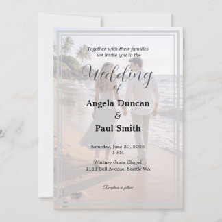 Convites Modern Photo Background Wedding Invitation Card
