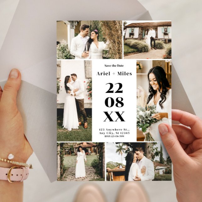 Convites Modern Photo Collage Save the Date Wedding (Modern Photo Collage Save the Date Wedding Invitation, Custom Photo Wedding)