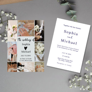 Convites Modern Photo Collage Wedding Invite