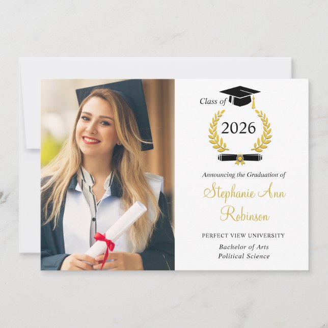 Convites Modern Photo College Graduation Announcement (Frente)