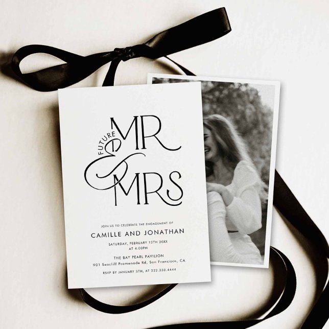Convites Modern Photo Engagement Invitation (Modern Minimalist Engagement Photo Invitation)