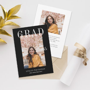 Convites Modern Photo Graduation Black