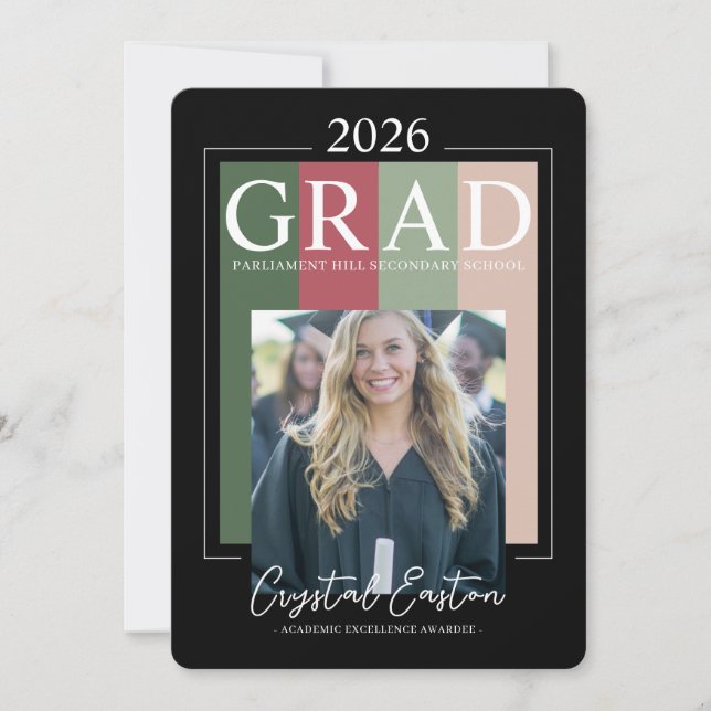 Convites Modern Photo Graduation Class of 2026 (Frente)