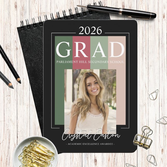 Convites Modern Photo Graduation Class of 2026 (Modern Color Block Graduation Invitation)