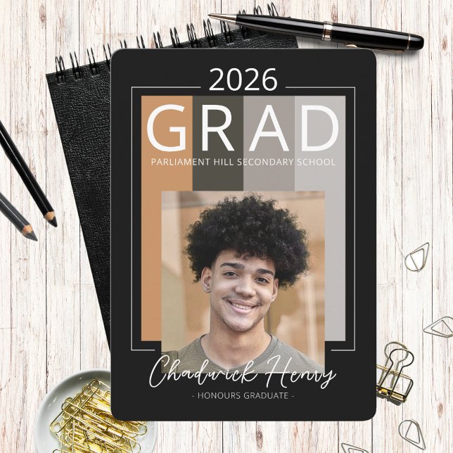 Convites Modern Photo Graduation Colour Block Class of 2026 (Modern Colour Block Photo Graduation Announcement and Invitation)