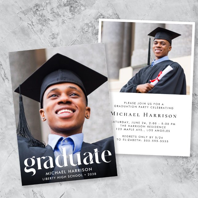Convites Modern Photo Graduation Party (Modern Photo Graduation Party Invitation)