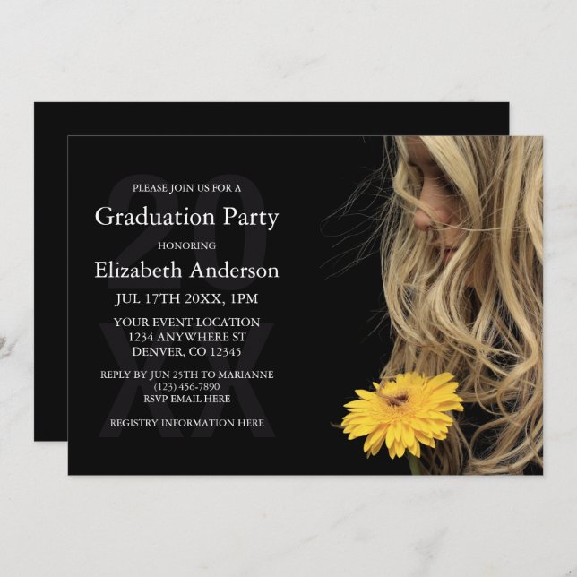 Convites Modern Photo Graduation Party (Frente/Verso)