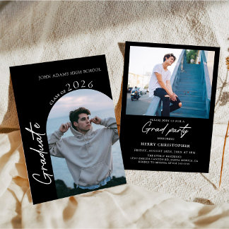 Convites Modern Photo Graduation Party Invitation