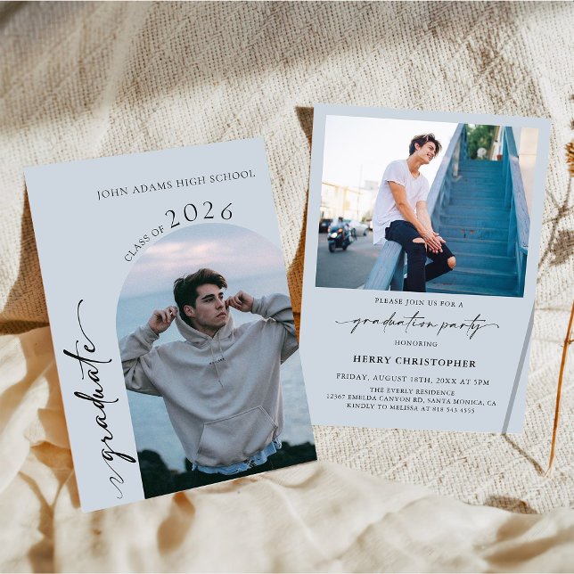 Convites Modern Photo Graduation Party Invitation (Criador carregado)