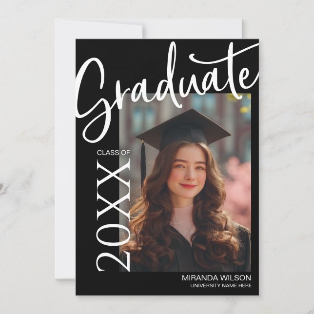 Convites Modern Photo Graduation Party Invite Announcement (Frente)
