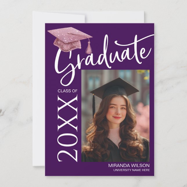 Convites Modern Photo Graduation Party Invite Announcement (Frente)