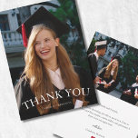 Convites Modern Photo Graduation Thank You Card<br><div class="desc">Send a heartfelt thank you with this modern photo graduation thank you card featuring a full-photo front and bold typography. Perfect for expressing gratitude after graduation celebrations, this customizable card allows you to add the graduate’s name and personalize the message inside. A timeless and meaningful way to thank family and...</div>