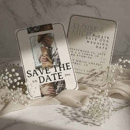 Convites Modern Photo Grid with Bold Serif Save the Date