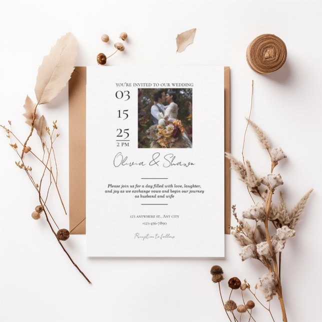 Convites Modern Photo Wedding Invitation (Criador carregado)