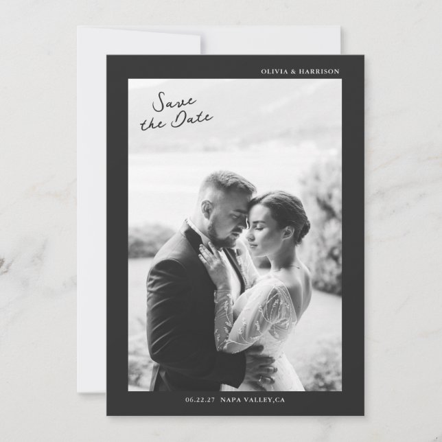 Convites Modern Photo Wedding Save the Date (Frente)