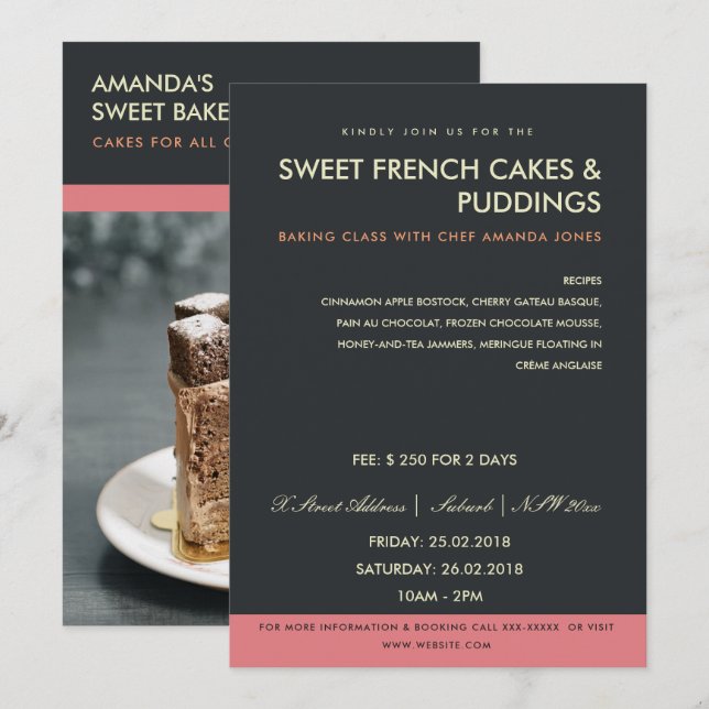 CONVITES MODERN PINK BLACK PHOTO WORKSHOP INVITE MODELO (Frente/Verso)