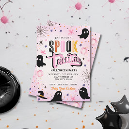 Convites Modern Pink Black Sweet Spooktacular Halloween
