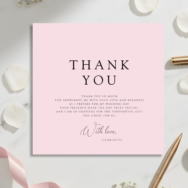 Convites Modern Pink Bridal Shower Thank You Card (Criador carregado)