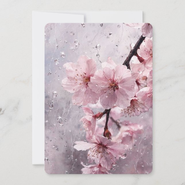 Convites Modern Pink Cherry Blossom Invitation Template – E (Frente)