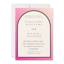Modern Pink Ombre Arch Wedding Invitation - Custom