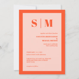 Convites Modern pink orange Earth Tone Wedding