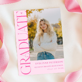 Convites Modern Pink Photo Graduation Invitation