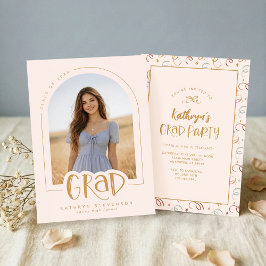 Convites Modern Pink Photo Graduation Party Announcement