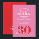 Convites Modern Pink Red Minimalist 30th Birthday<br><div class="desc">Modern Pink Red Minimalist 30th Birthday Invitation Celebrate turning thirty in style with this modern pink retro 30th birthday invitation. Designed with clean typography and minimal layout, this chic template is perfect for the modern birthday girl who loves simple yet stylish design. Personalize with your name, party details, and RSVP...</div>