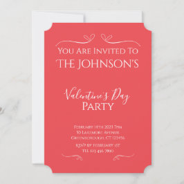 Convites Modern Pink Red Valentines Day Party Invitation