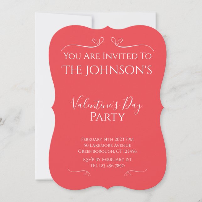 Convites Modern Pink Red Valentines Day Party Invitation (Frente)
