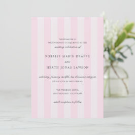 Convites Modern Pink Stripes Elegant Wedding