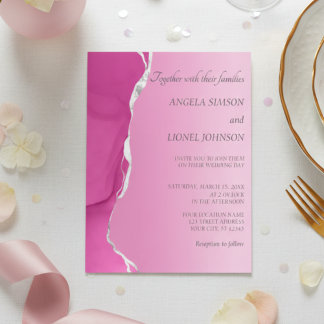 Convites Modern Pink Torn-Edge Wedding